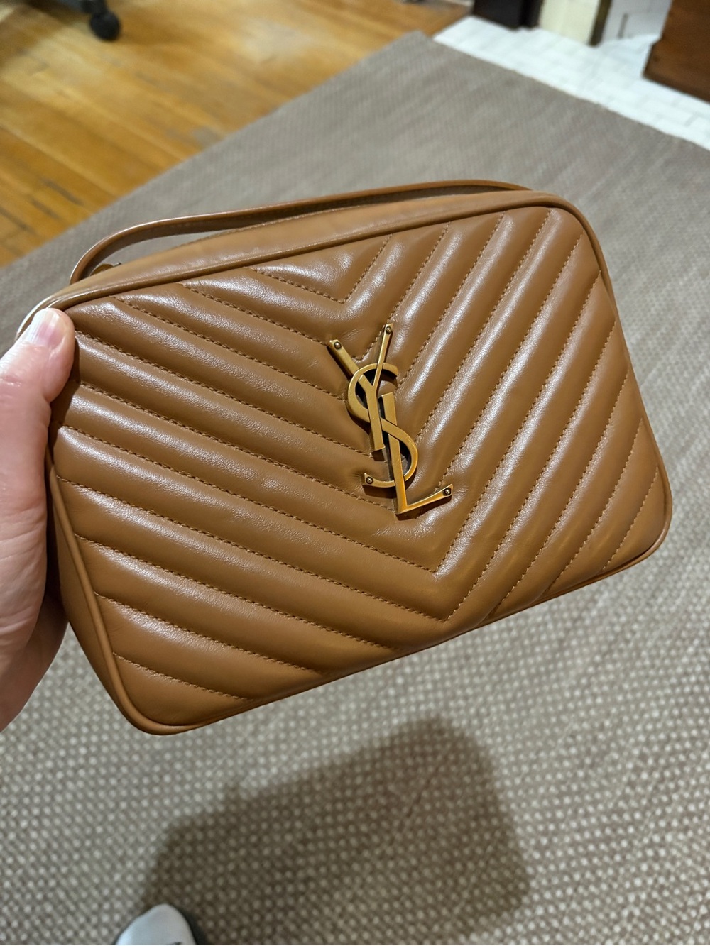 Yves Saint Laurent Chevron Quilted Leather Lou Camera Bag in Cinnamon - Picture 10 of 10